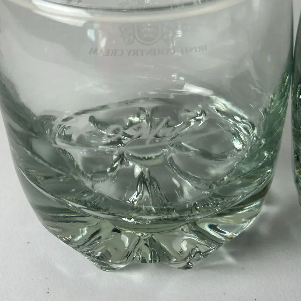 O'Mara's‎ Irish Country Cream Rippled Bottom Rocks Whiskey Glass Set of 2 Bar